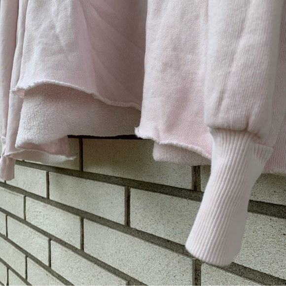 Wildfox Pink Hutton Lace-Up Hoodie Oversized Sweatshirt Raw Hem Blush Size Small - Picture 5 of 10